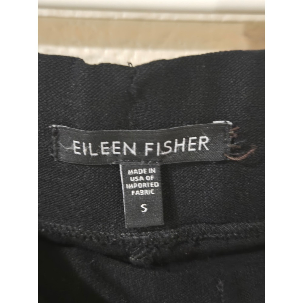 Eileen Fisher Black Stretch Jersey Knit Straight Leg Pull On Pants Womens Small - Picture 2 of 3